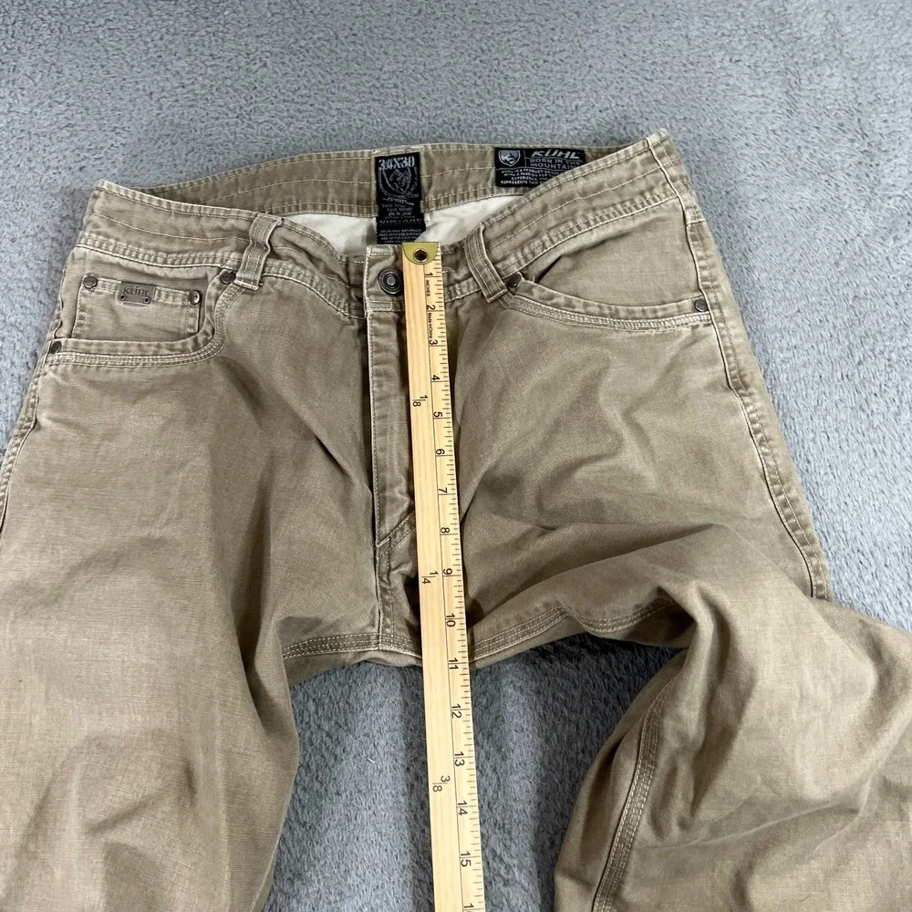 Kuhl KANVUS Jean 34x30 Outdoor Tan Cotton Vintage Patina Dye Distressed